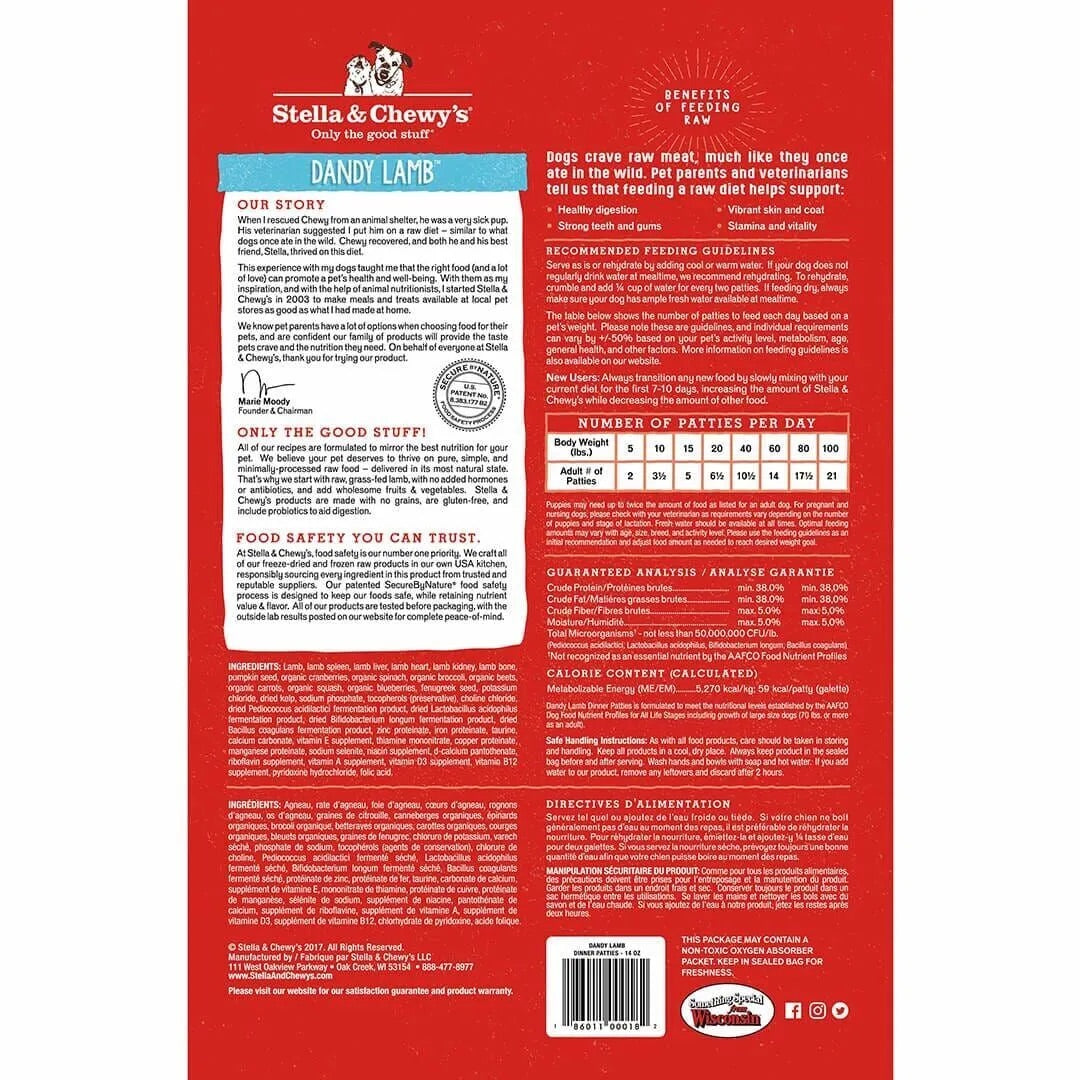 Stella & Chewys Freeze Dried Dinner Patties Lamb Dog Food (5.5oz)