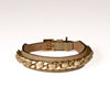 Leather Dog Collar in Mud - Chain, Made in Italy