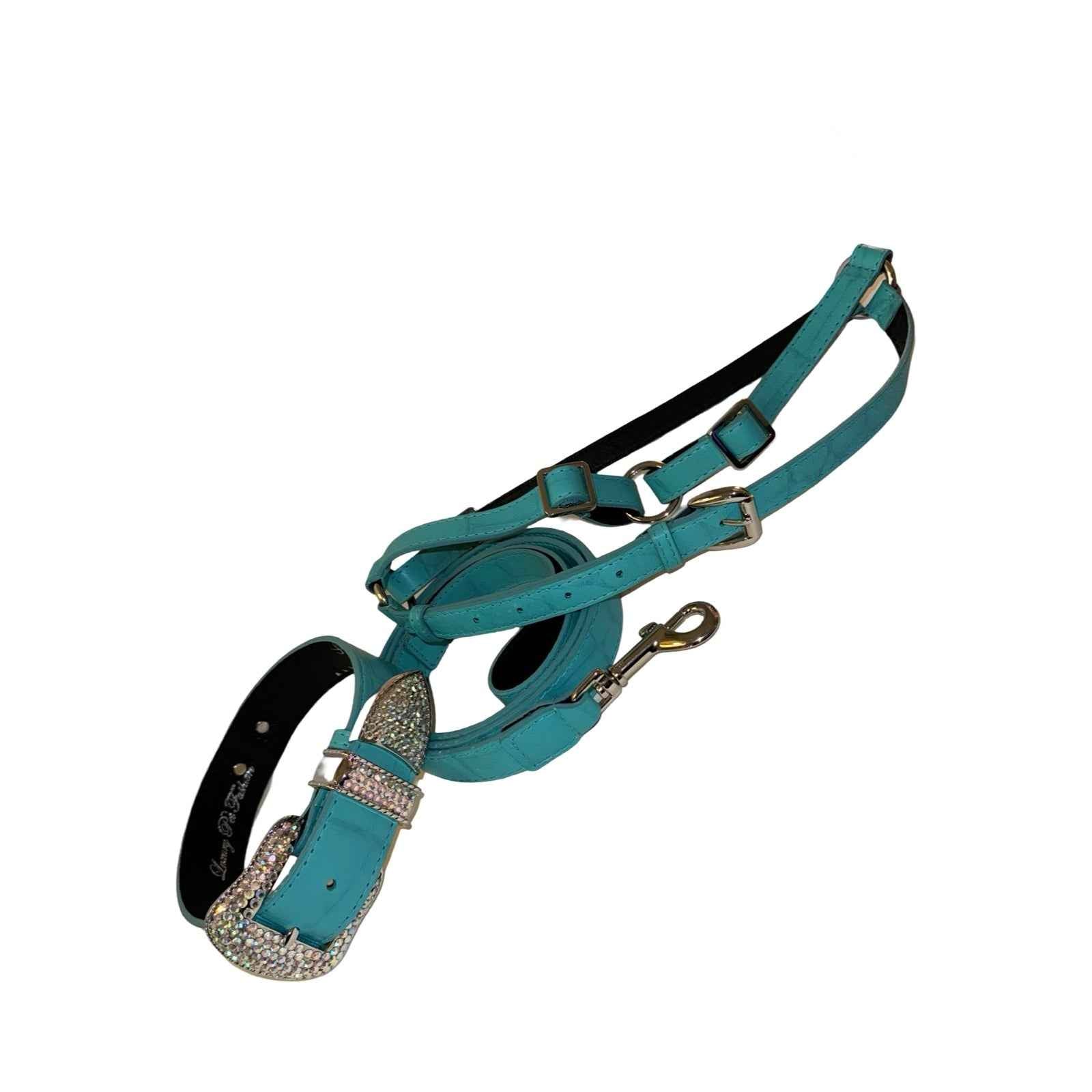 Allysa Payne The Tiffany Collection Turquoise Blue Embossed Croc Italian Leather