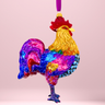 Floral Fetish Rooster Polish Glass Ornament