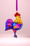 Floral Fetish Rooster Polish Glass Ornament