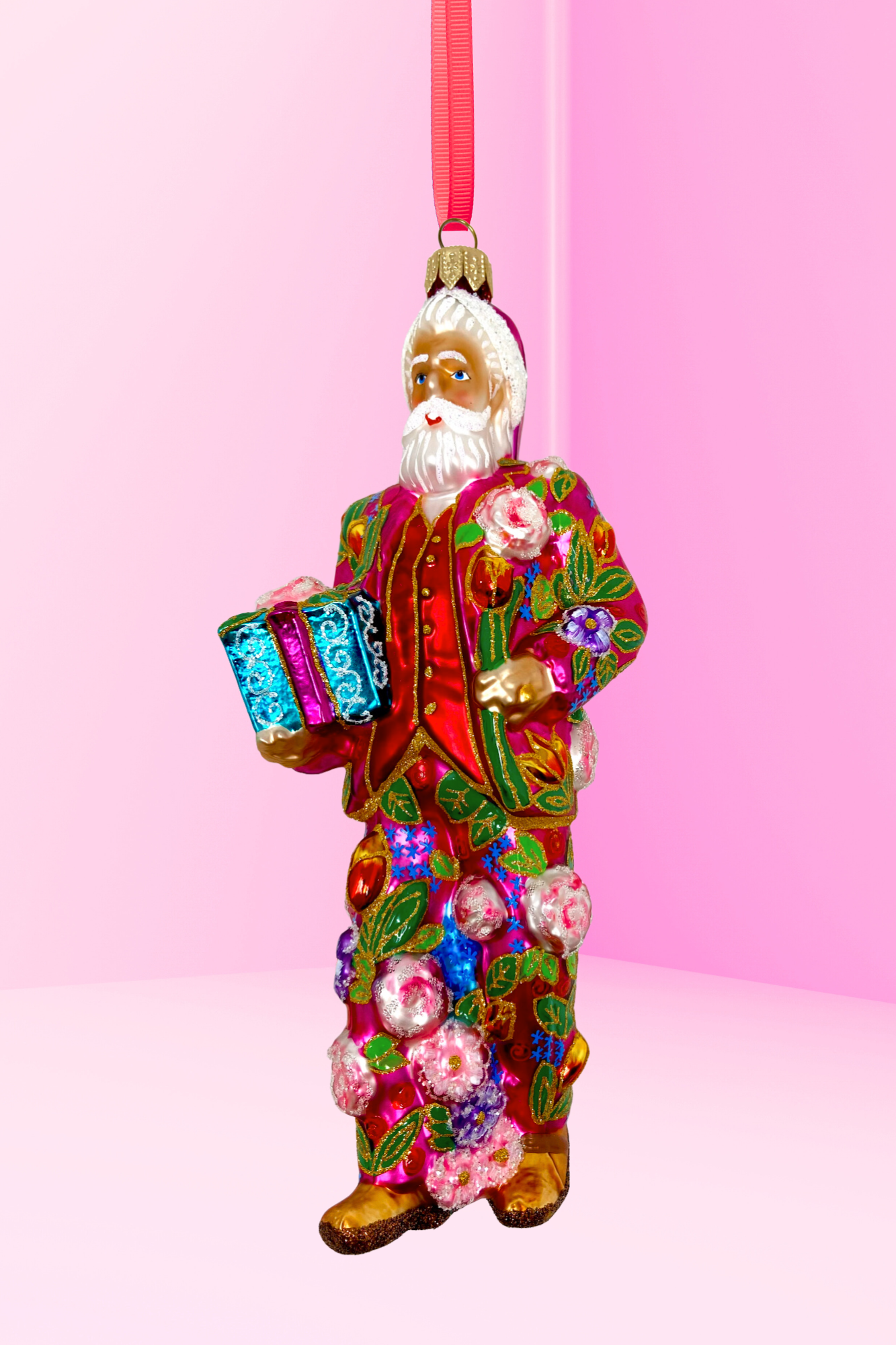 Floral Fetish Santa Polish Glass Ornament