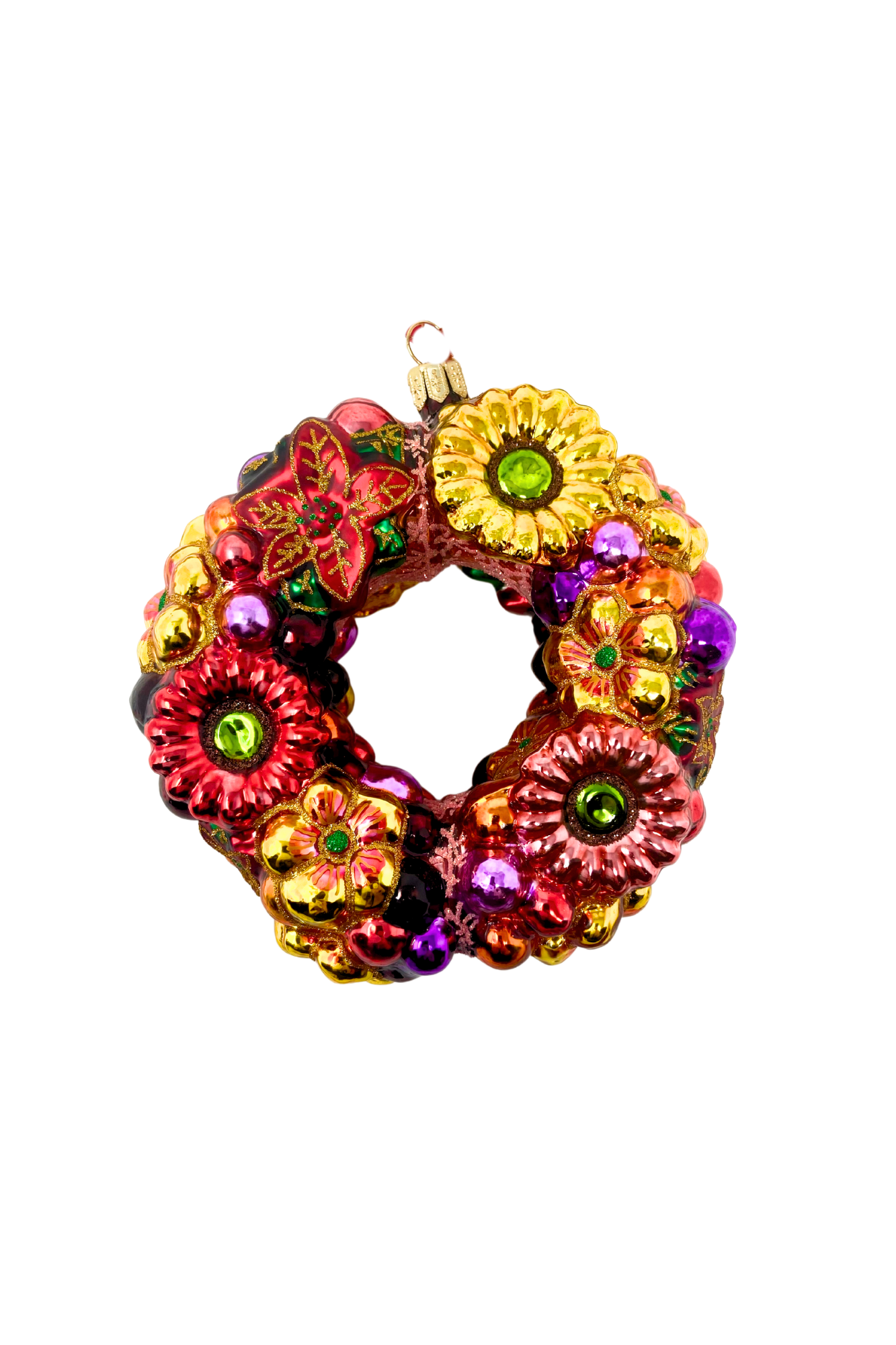 Floral Wreath Polish Glass Ornament
