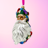 Floral Fetish Santa Head Polish Glass Ornament