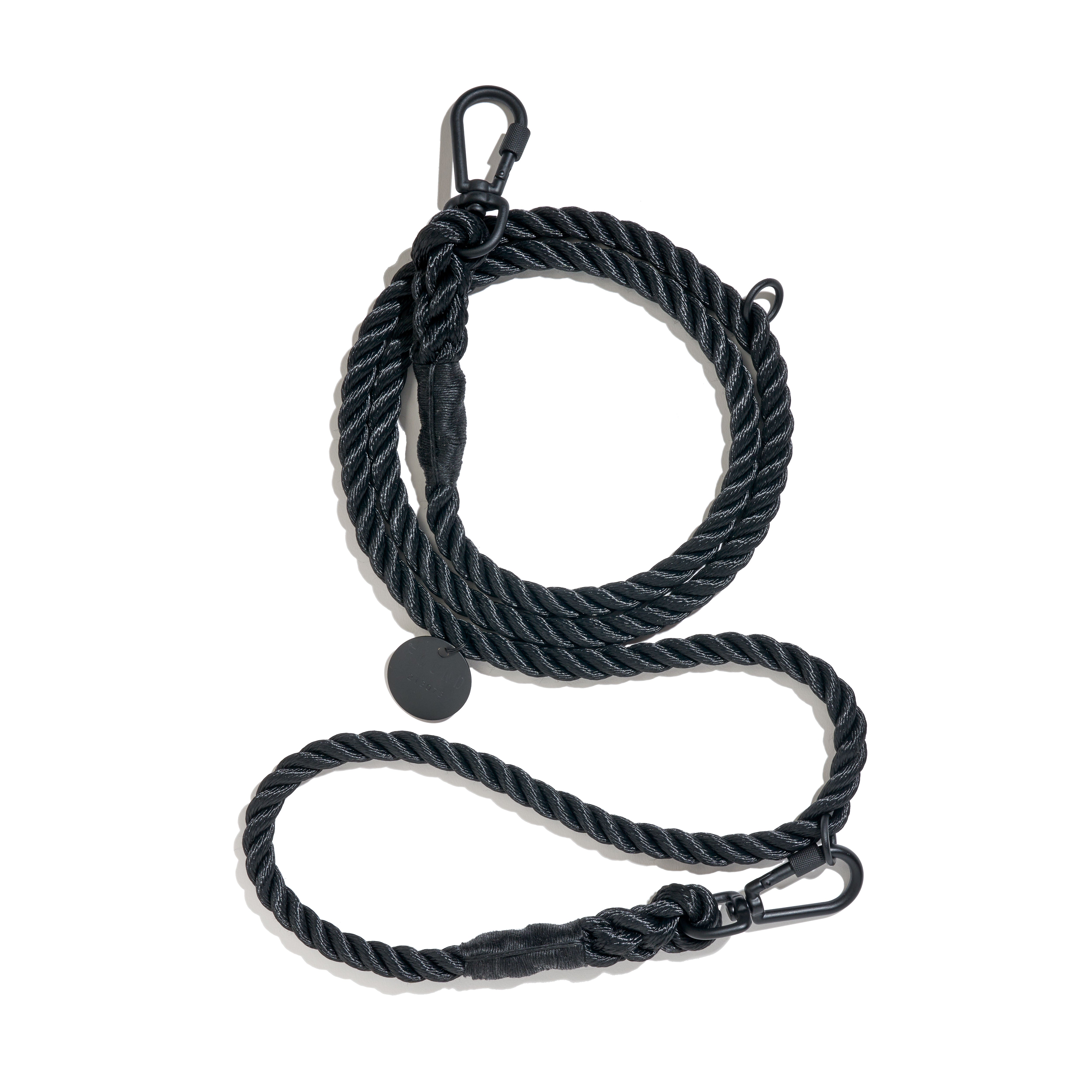 New! Matte Black Rope Dog Leash, Adjustable & Handcrafted - Found My Animal