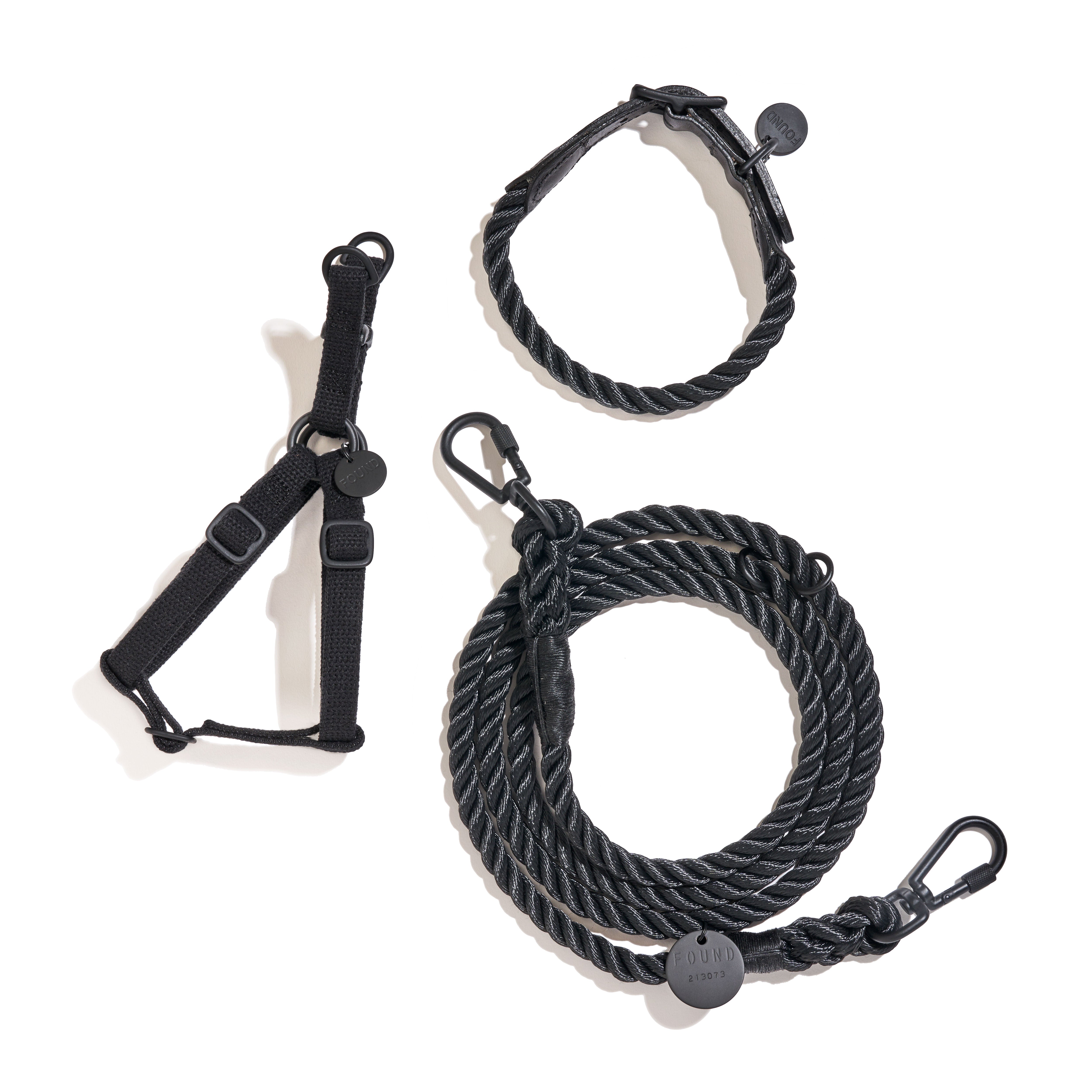 New! Matte Black Rope Dog Leash, Adjustable & Handcrafted - Found My Animal