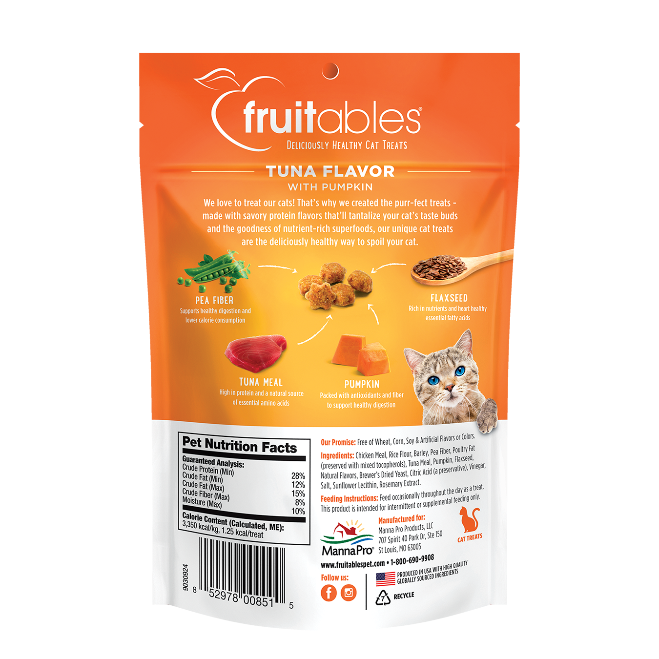 Fruitables Tuna Flavor with Pumpkin Cat Treats (2.5oz)
