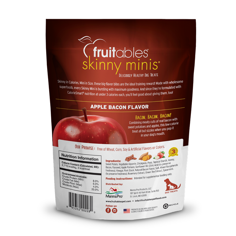 Fruitables Skinny Minis Apple Bacon Dog Treats (5oz) - HT Animal Supply