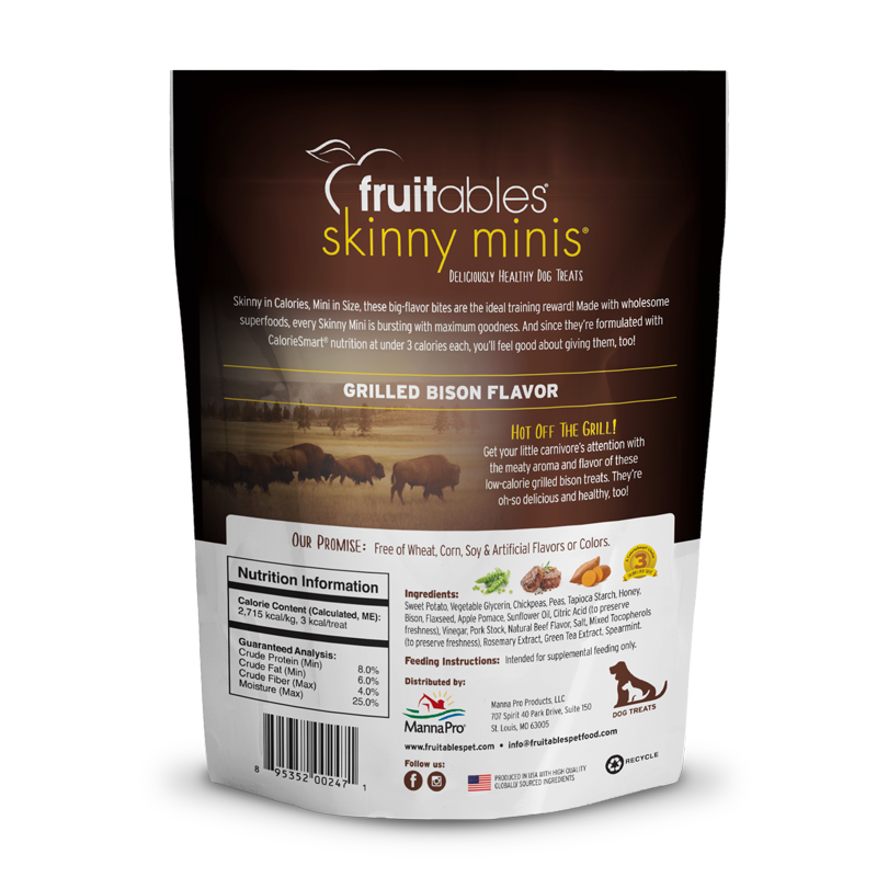 Fruitables Skinny Minis Grilled Bison Dog Treats (5oz) - HT Animal Supply