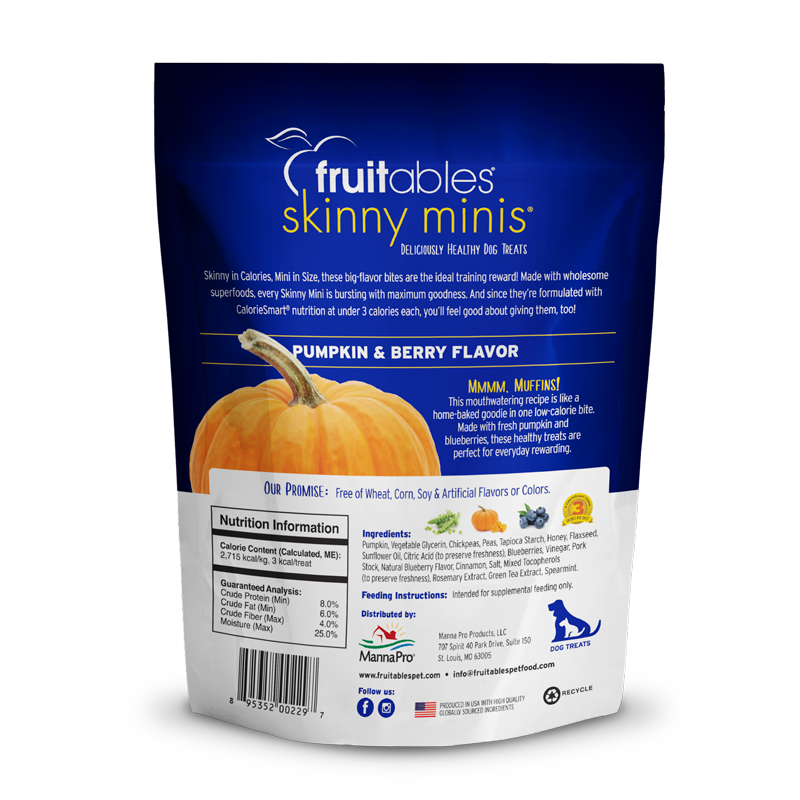 Fruitables Skinny Minis Pumpkin & Berry Dog Treats (5oz) - HT Animal Supply