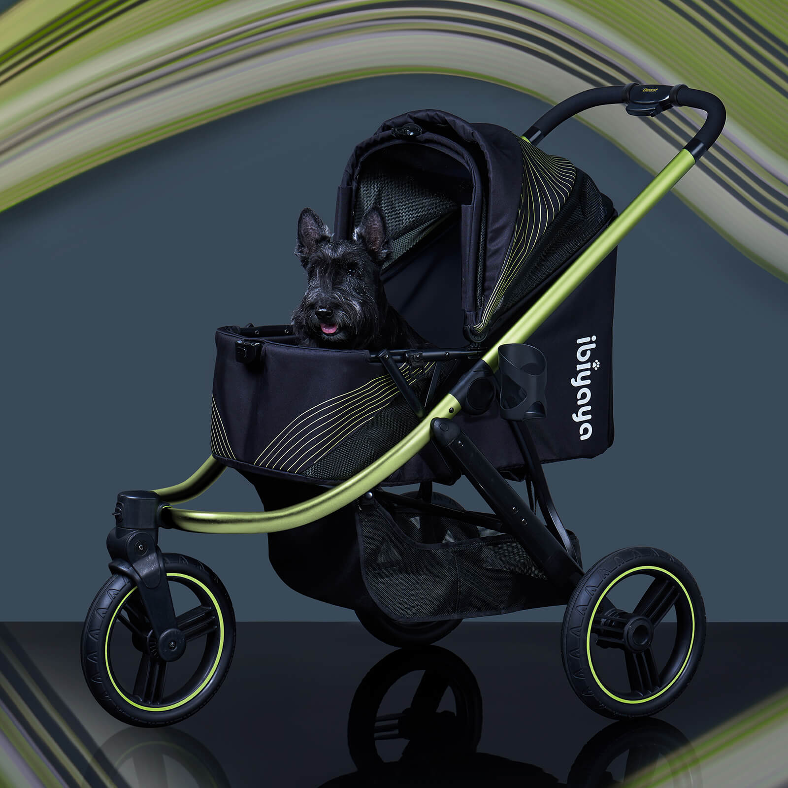 ibiyaya The Beast Pet Jogging Stroller, 3-Wheel All-Terrain Dog and Cat Pram