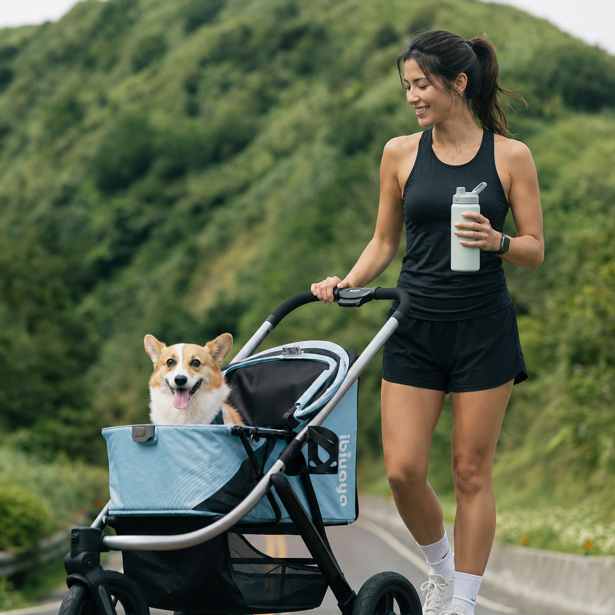 ibiyaya The Beast Pet Jogging Stroller, 3-Wheel All-Terrain Dog and Cat Pram