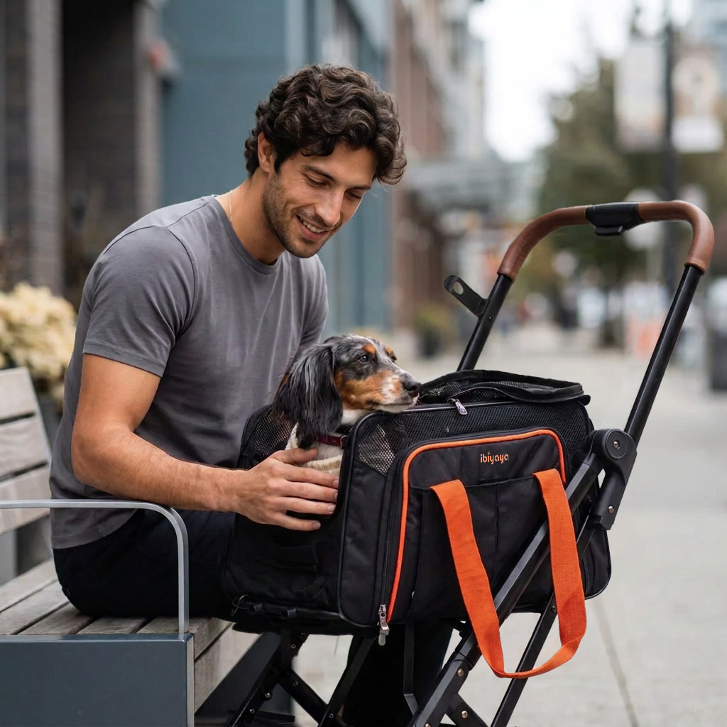 ibiyaya JetPaw 3-in-1 Pet Stroller with Detachable Airline-Approved Carrier