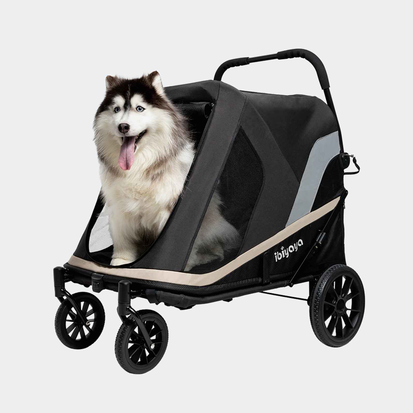 ibiyaya Grand Cruiser Large Dog Stroller, 4-Wheel Dog Pram for Large Breeds, Senior & Injured Pets