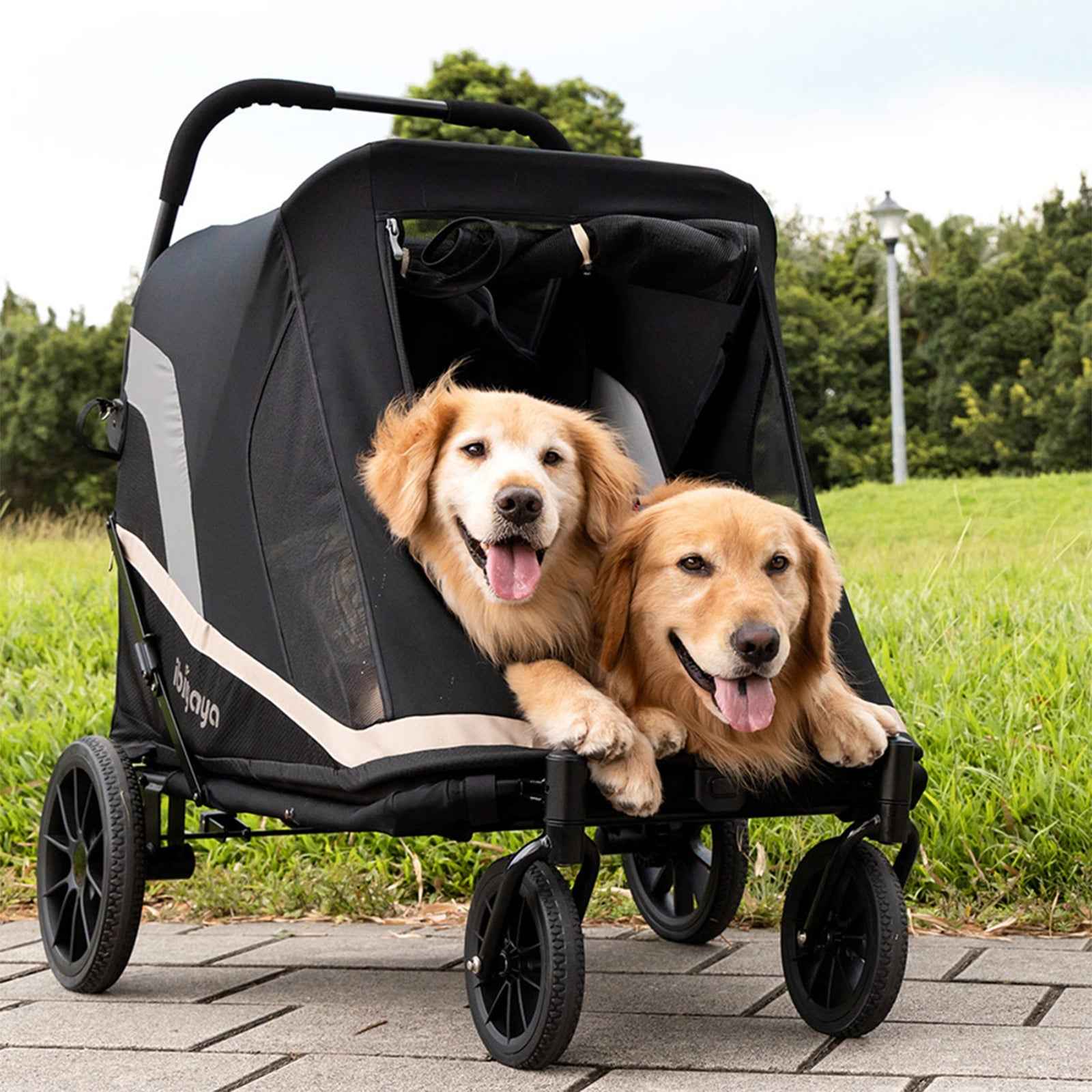 ibiyaya Grand Cruiser Large Dog Stroller, 4-Wheel Dog Pram for Large Breeds, Senior & Injured Pets