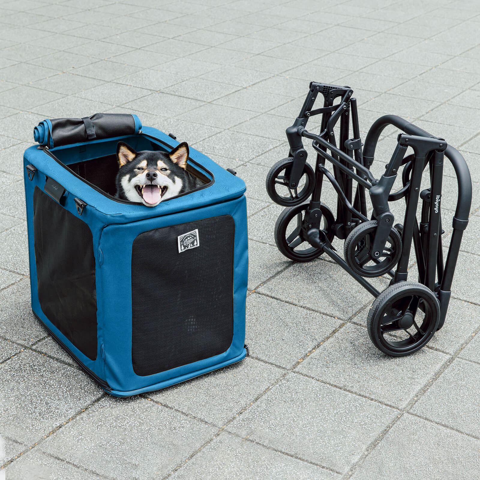ibiyaya BigBuddy Pet Stroller and Soft Crate Combo, 2-in-1 Pet Wagon
