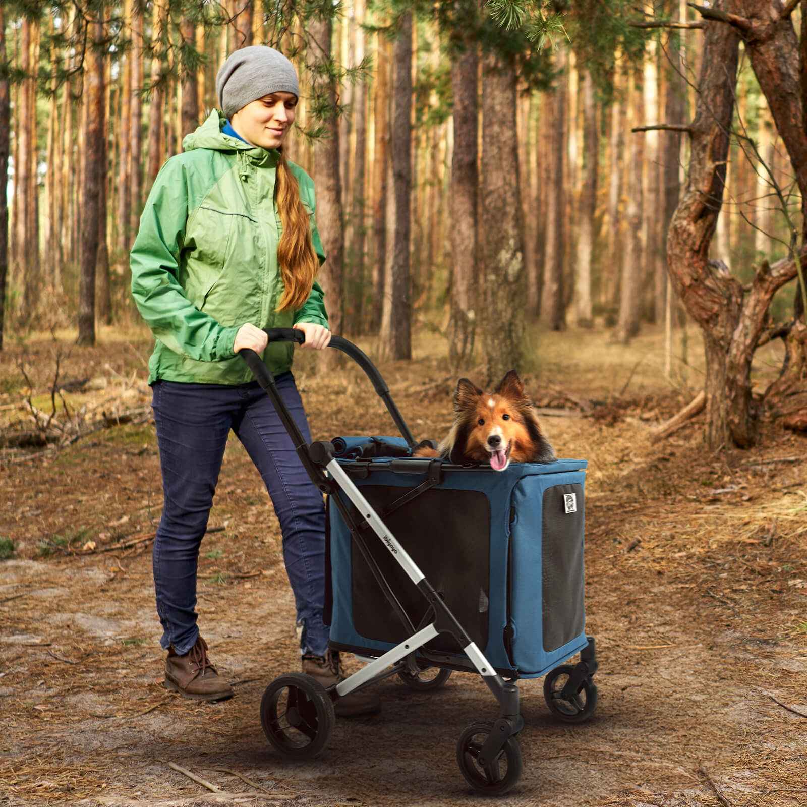 ibiyaya BigBuddy Pet Stroller and Soft Crate Combo, 2-in-1 Pet Wagon