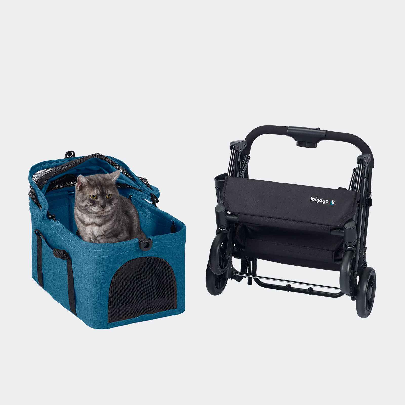 ibiyaya ibiyaya Essential Travois Tri-fold Pet Travel System XL, Pet Stroller with Detachable Carrier