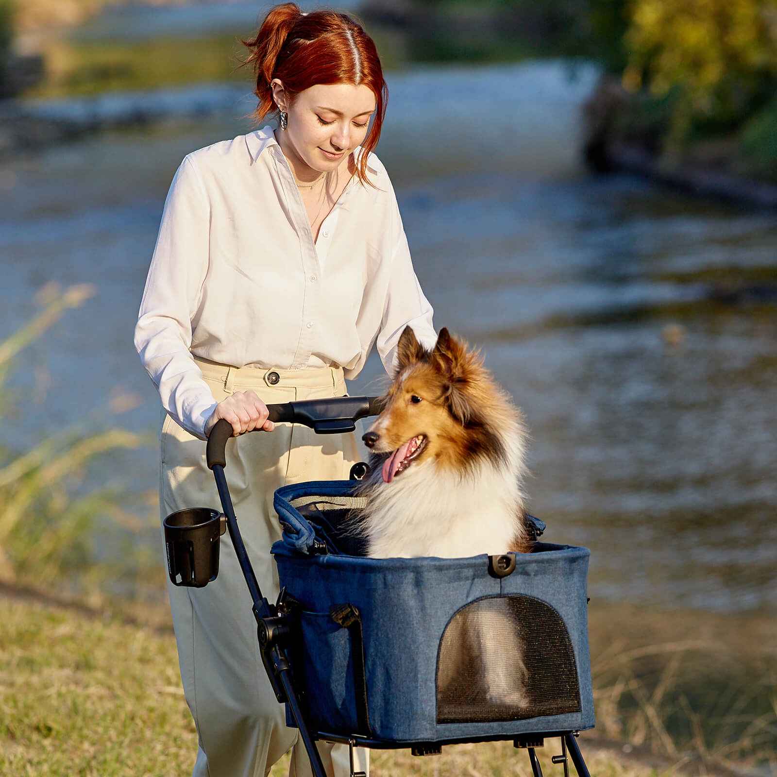 ibiyaya ibiyaya Essential Travois Tri-fold Pet Travel System XL, Pet Stroller with Detachable Carrier