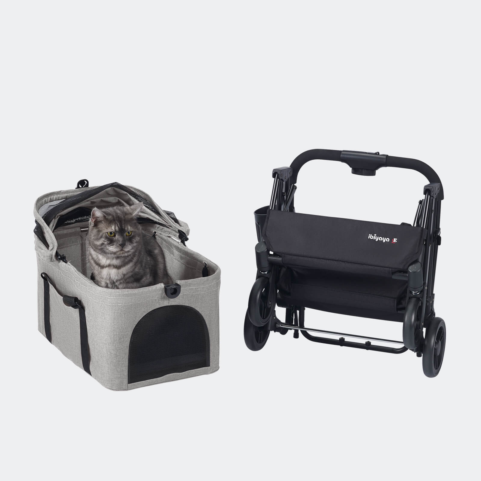 ibiyaya ibiyaya Essential Travois Tri-fold Pet Travel System XL, Pet Stroller with Detachable Carrier