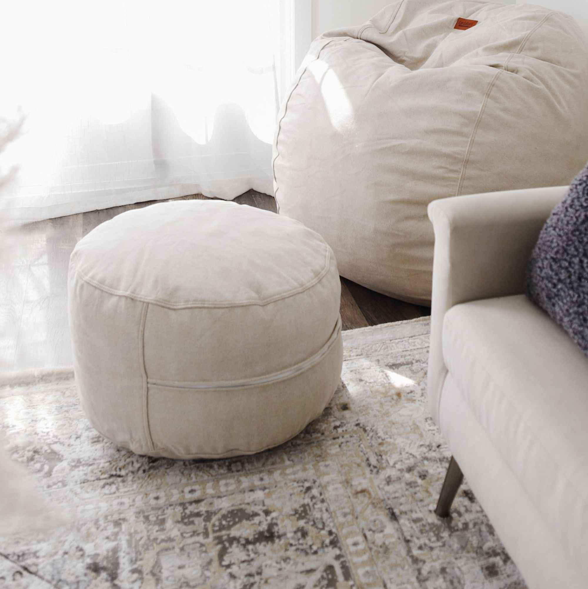 CordaRoy's Faux Leather Pouf Footstool Ottoman