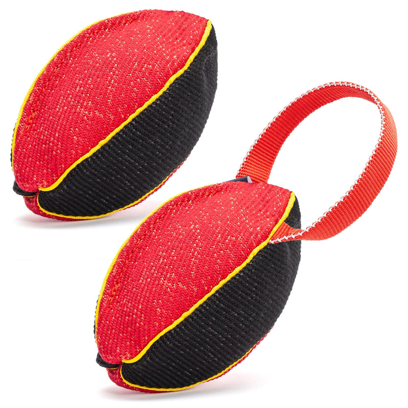 FDT Multi-Color French Linen Football Tug Dog Toy - with Squeaker OR with Handle