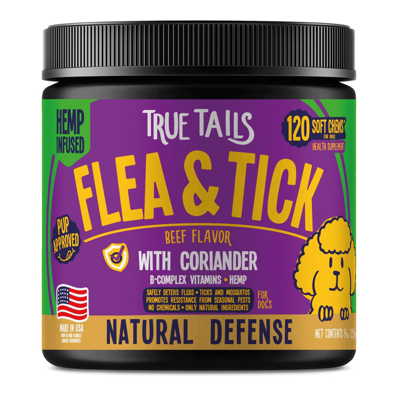 True Tails Flea & Tick Hemp Dog Chews, 120 Count, 9 oz