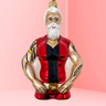 Full Throttle Santa Glass Christmas Ornament