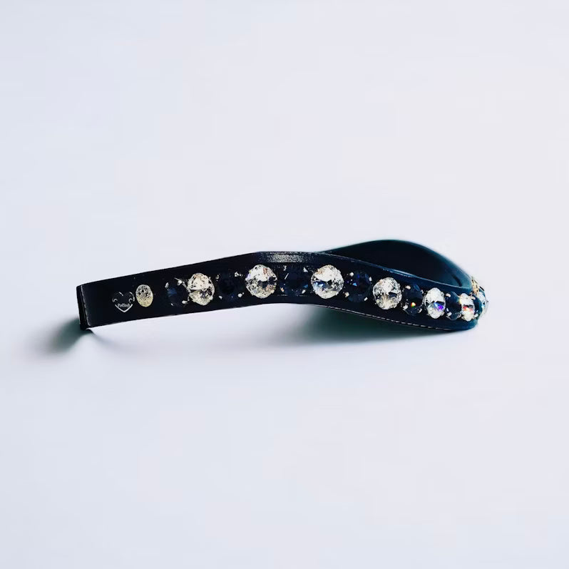 Fancy Delight Browband #3 - Graphite & Crystal