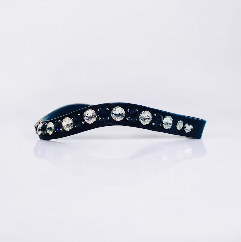 Fancy Delight Browband #3 - Graphite & Crystal