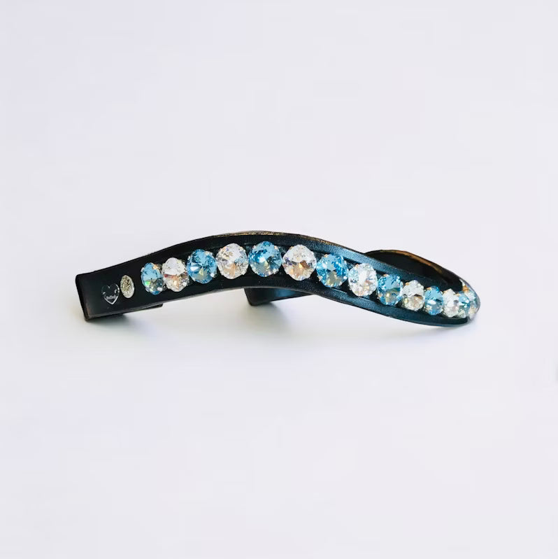 Fancy Delight Browband #4 - Aquamarine & Crystal