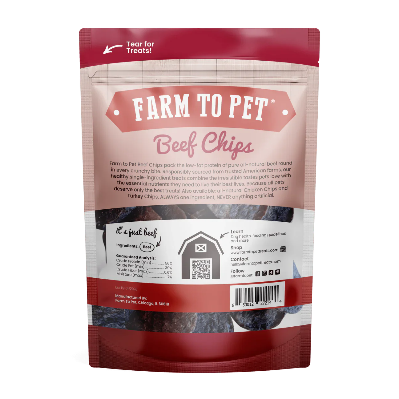 Farm To Pet Beef Chips (4oz) - HT Animal Supply
