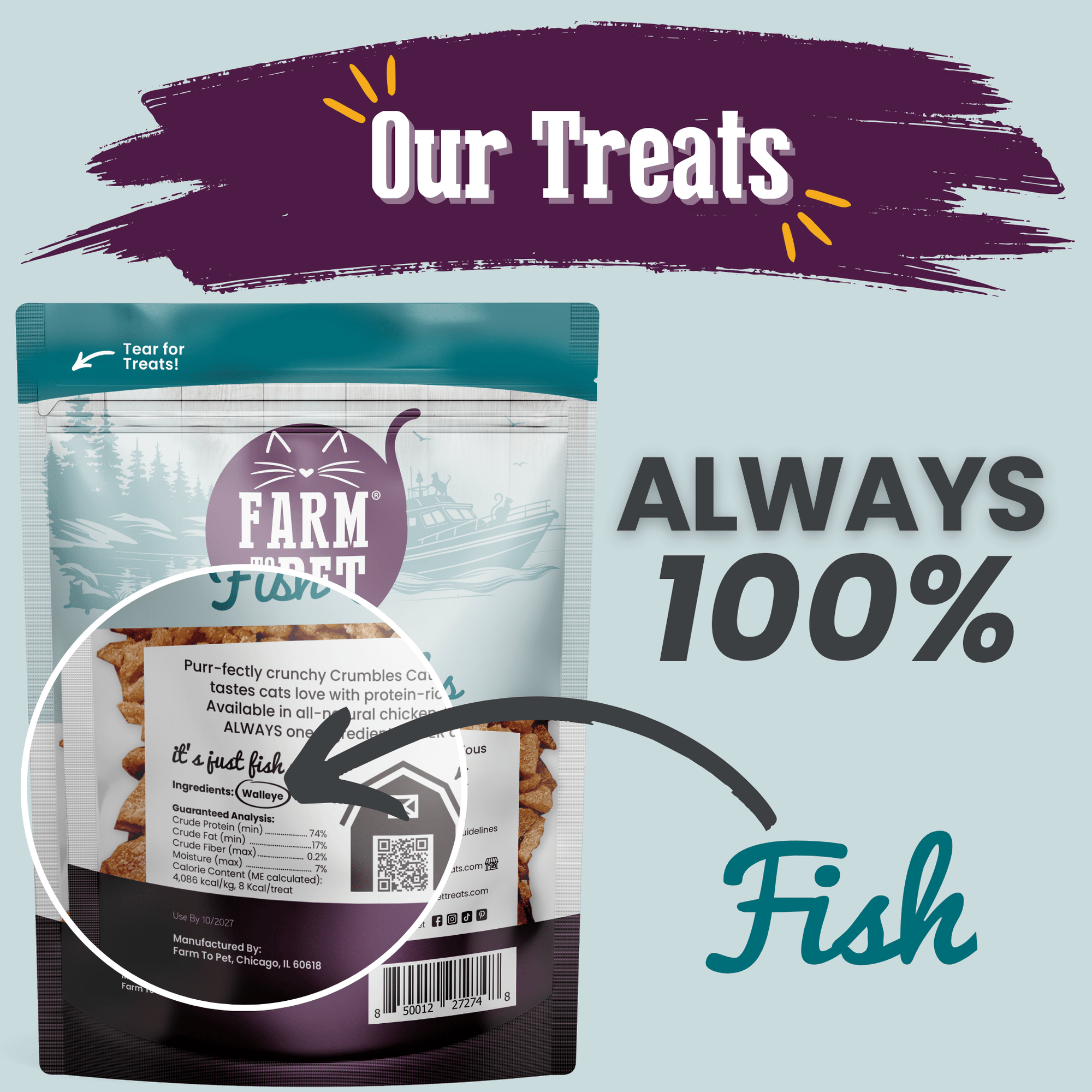 Farm To Pet Fish Crumbles Cat Treats