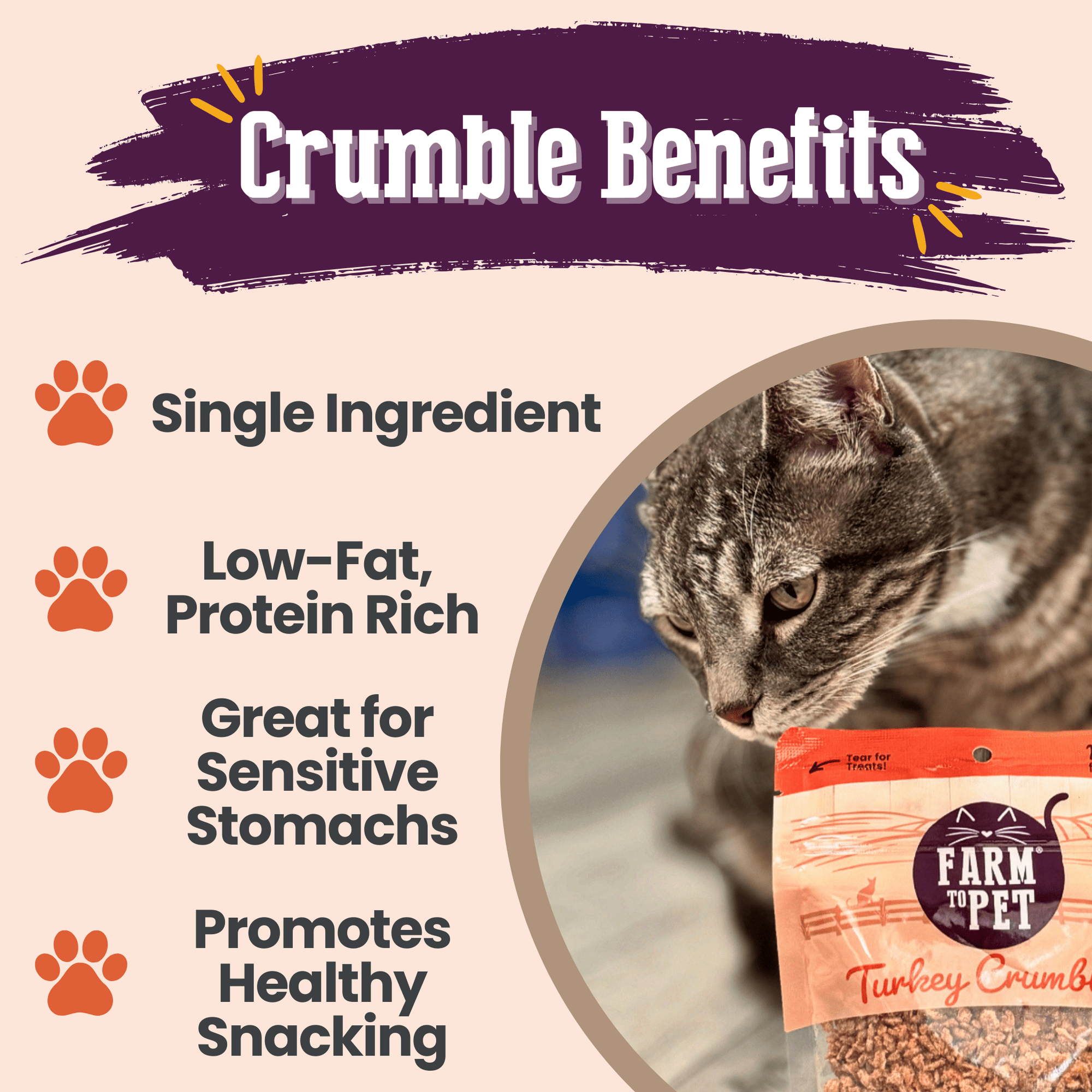 Farm To Pet Turkey Crumbles Cat Treats