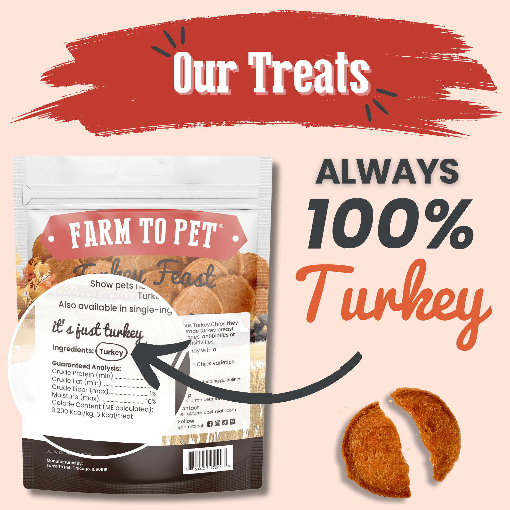 Farm To Pet Turkey Feast Chips Dog Treats