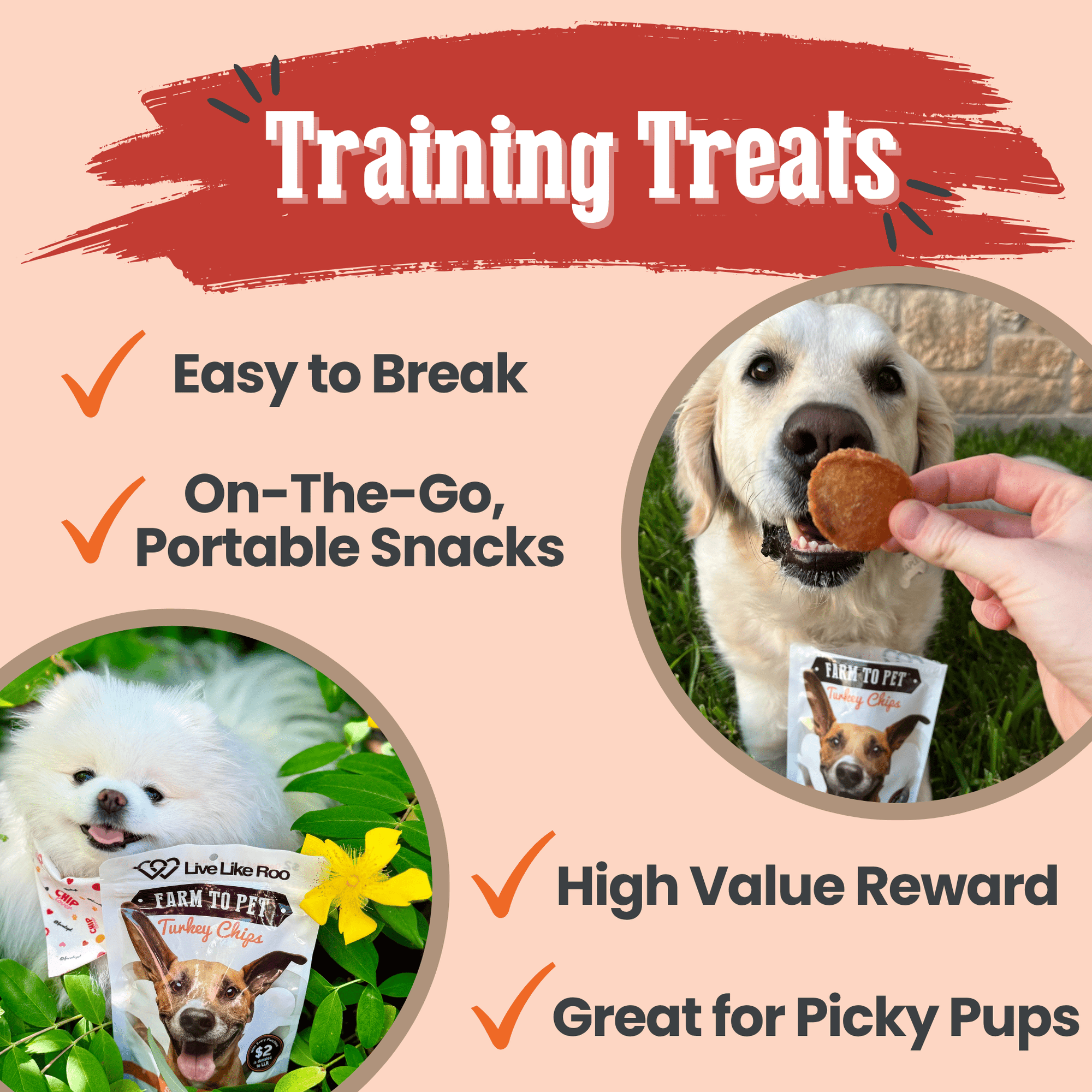 Farm To Pet Live Like Roo Turkey Chips Dog Treats