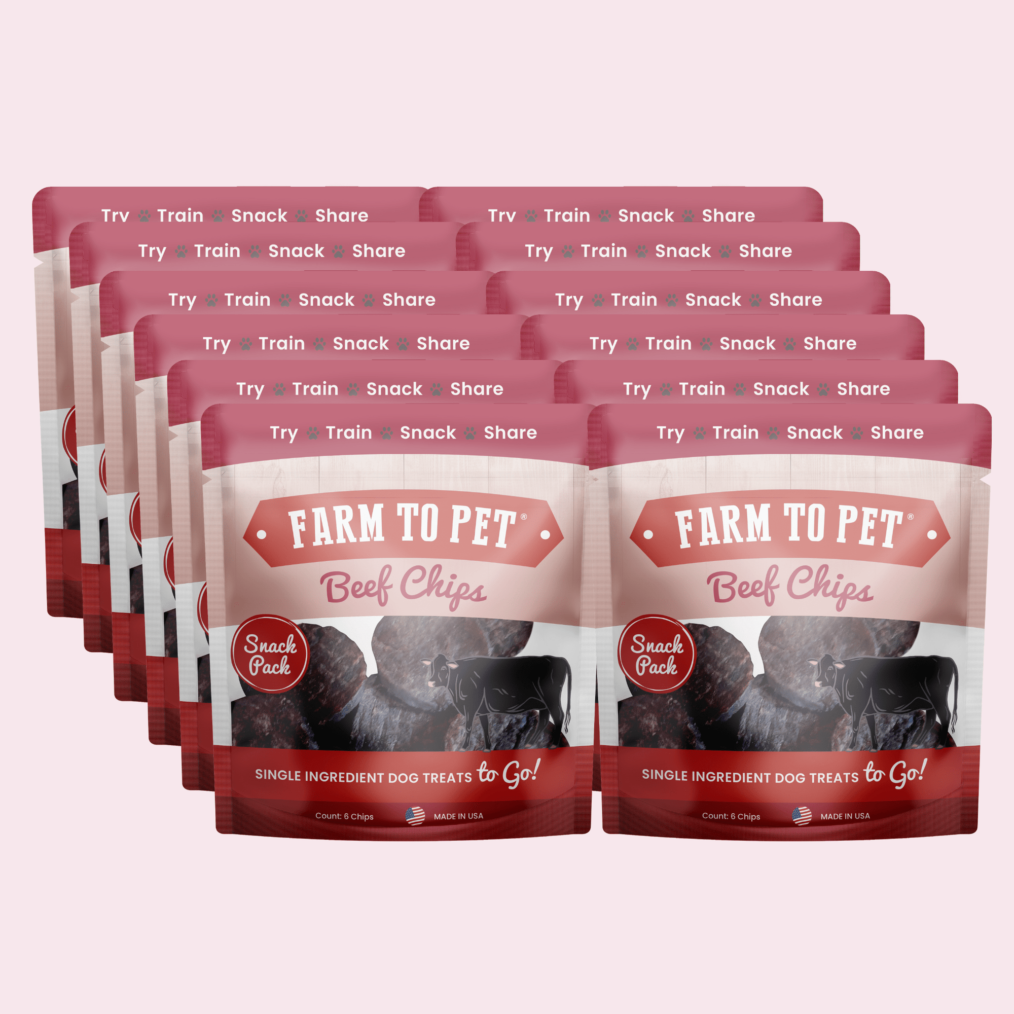 Farm To Pet Beef Chips Dog Treat Snack Pack