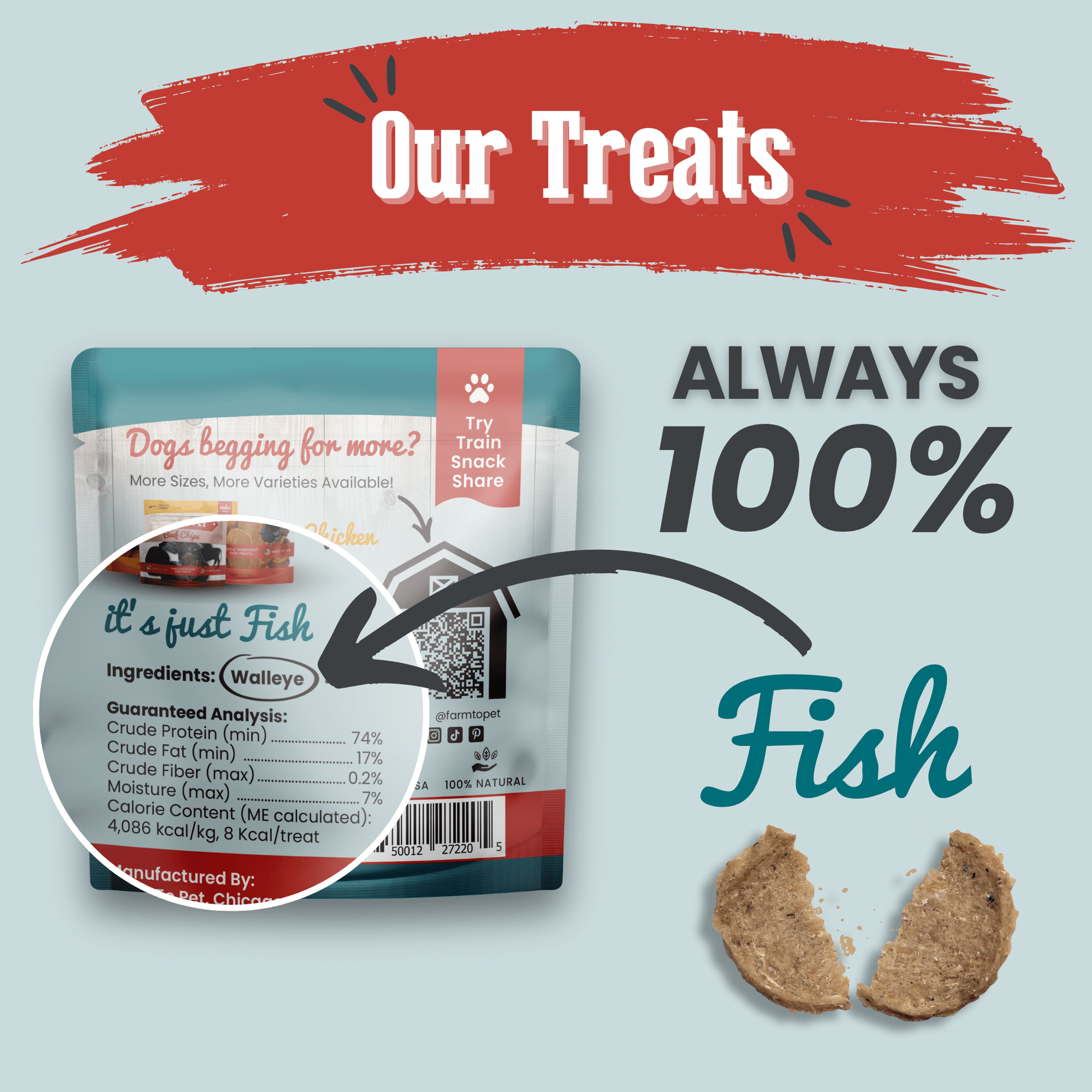 Farm To Pet Fish Chips Dog Treat Snack Pack