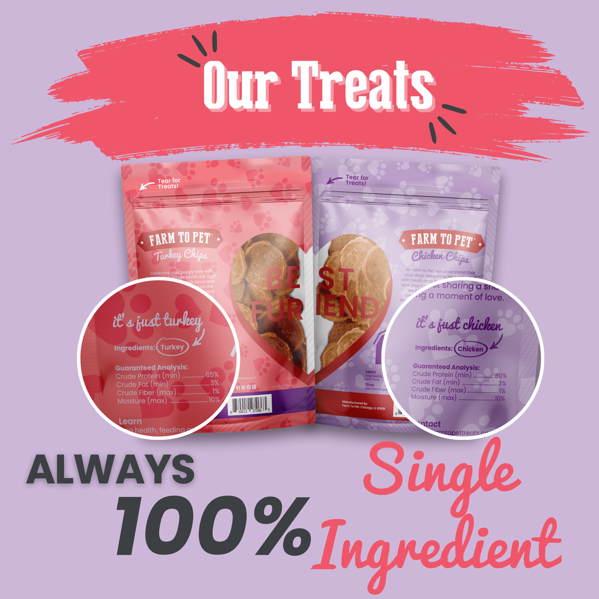 Farm To Pet Puppy Love Poultry Chip Dog Treat Duo