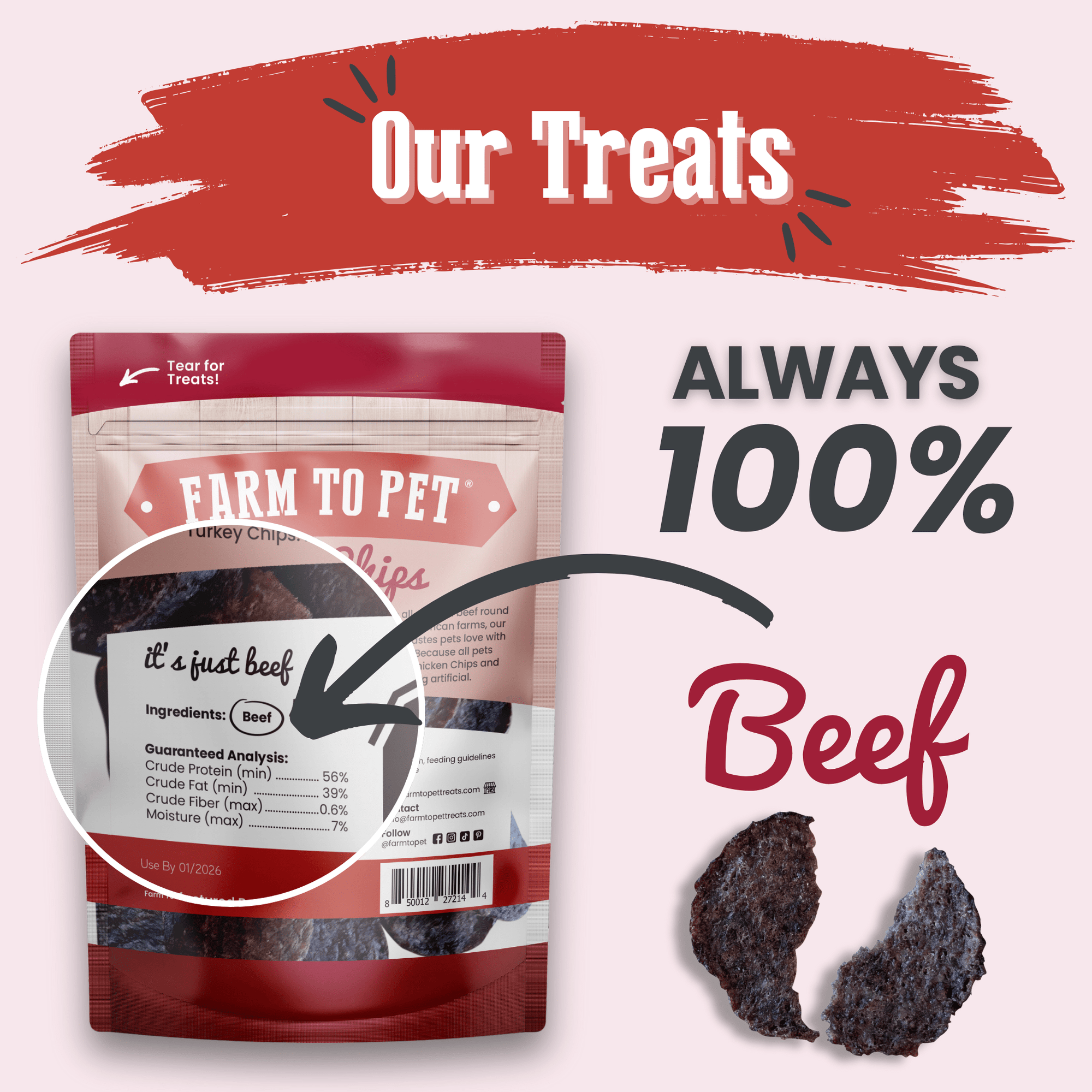 Farm To Pet Beef Chips Dog Treats