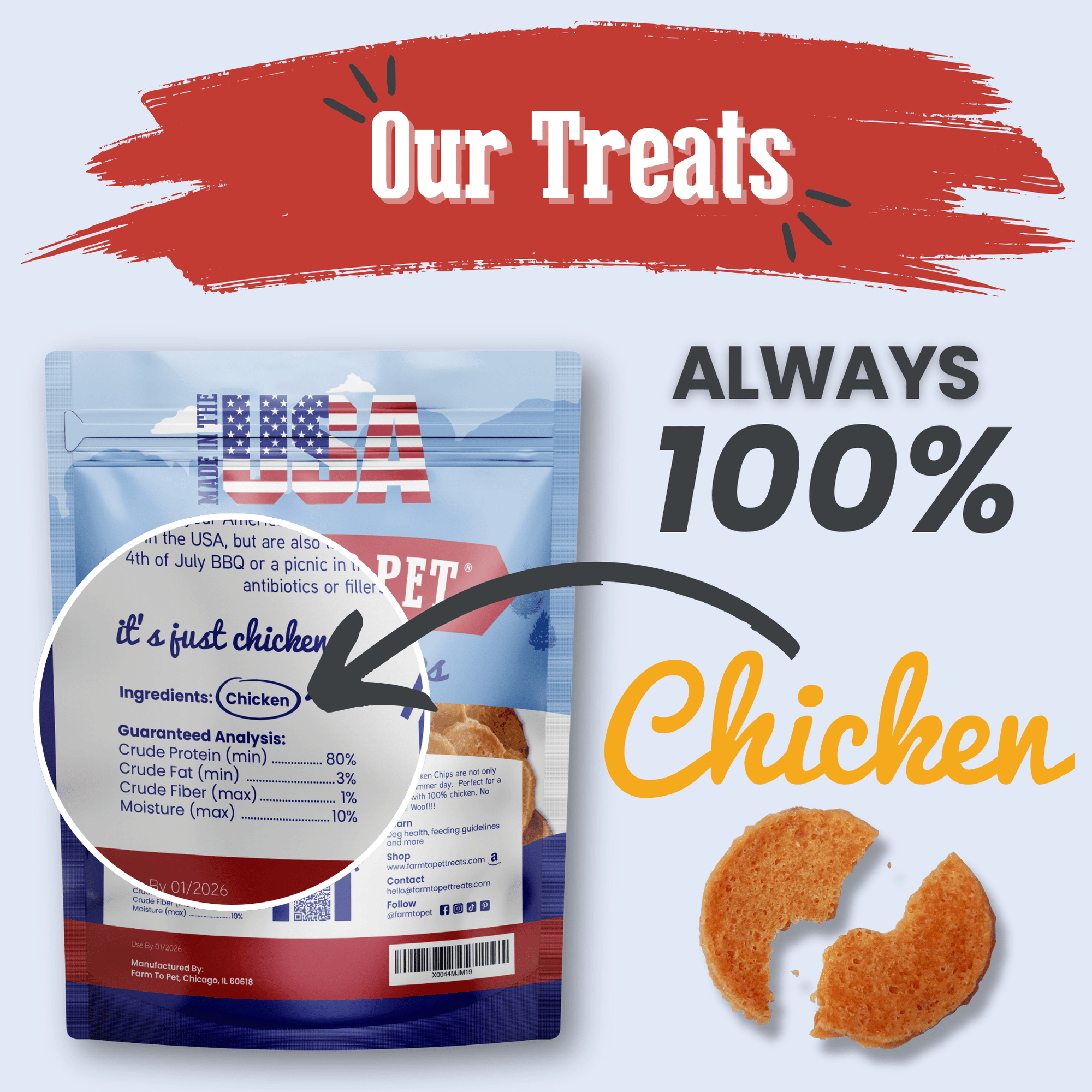 Farm To Pet Americana Chicken Chips Dog Treats