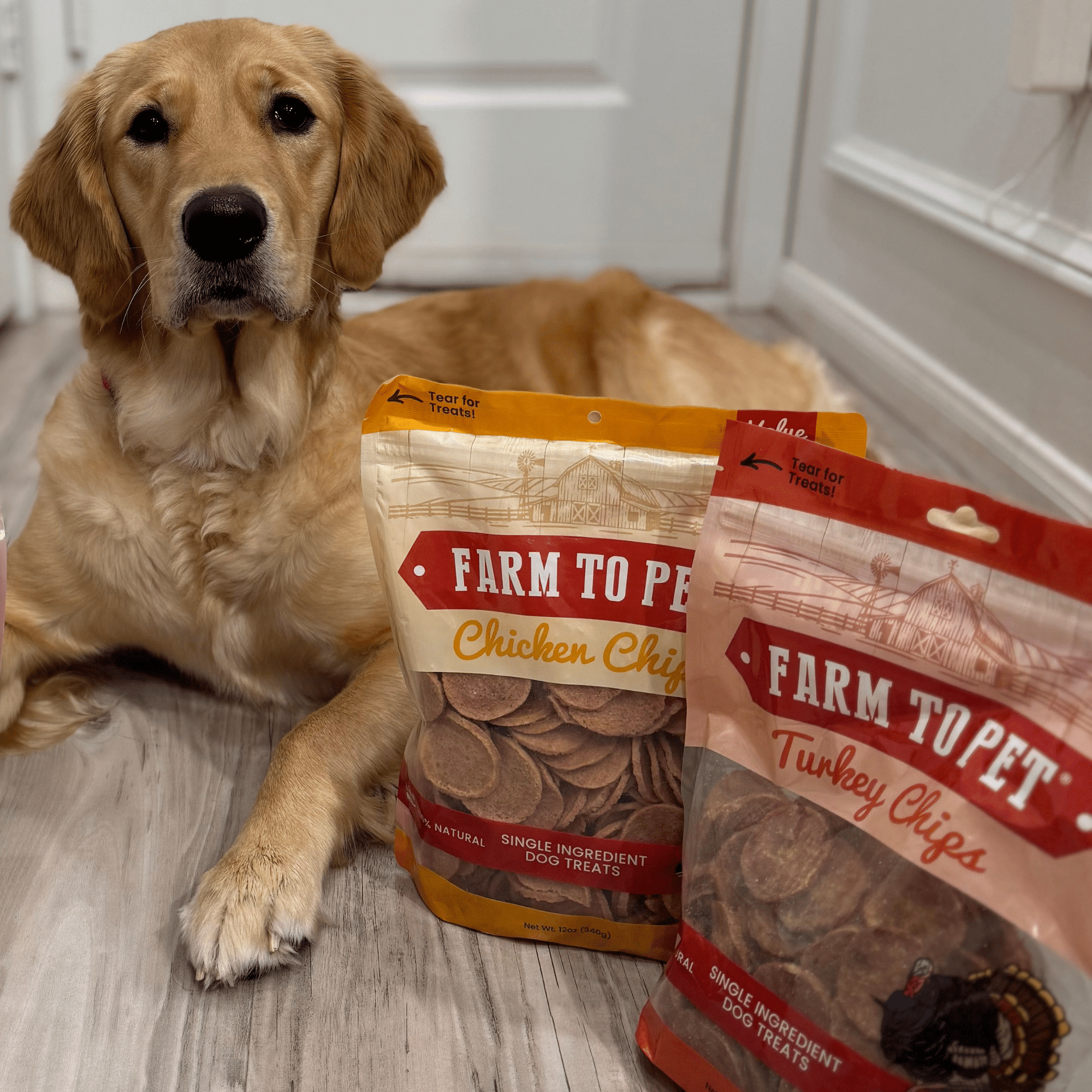 Farm To Pet Turkey and Chicken Chip Dog Treat Duo