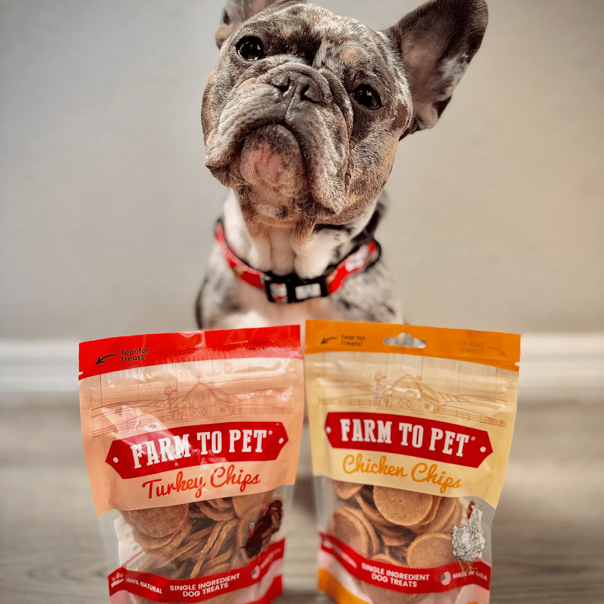 Farm To Pet Turkey and Chicken Chip Dog Treat Duo