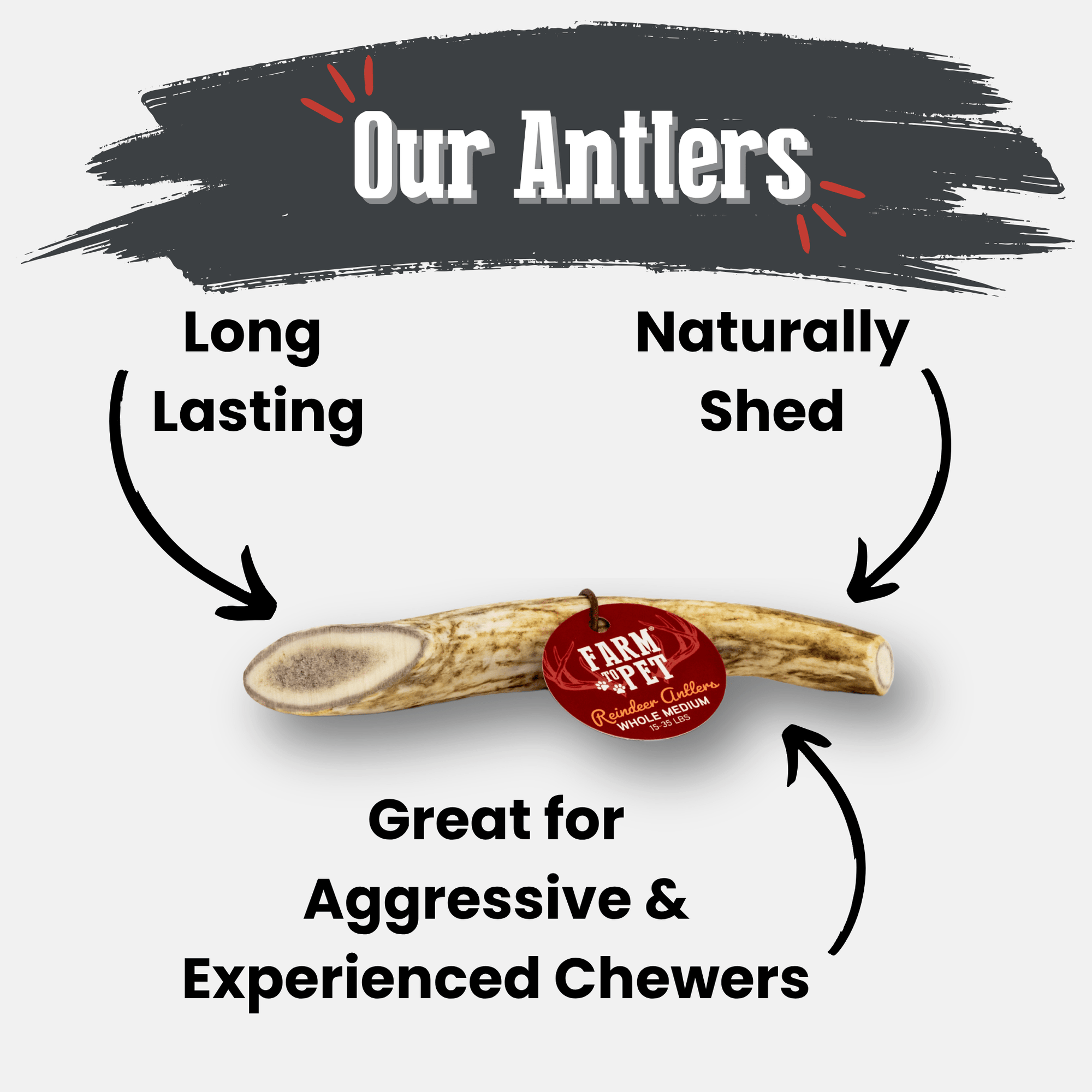 Farm To Pet Reindeer Antler Dog Chews