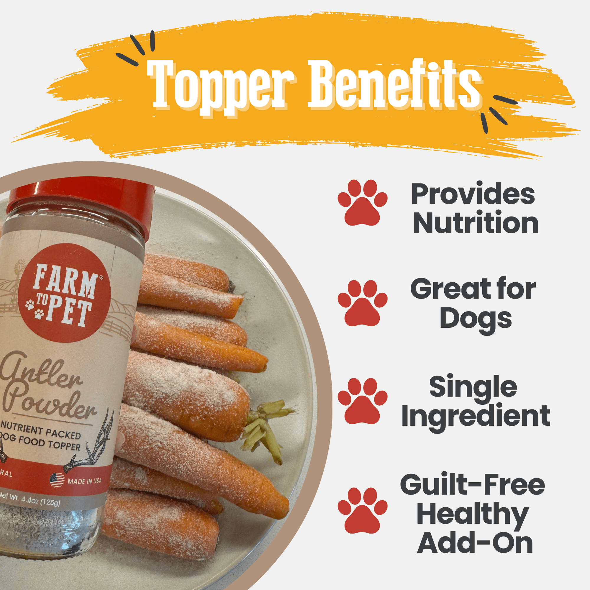 Farm To Pet Antler Powder Dog Food Topper