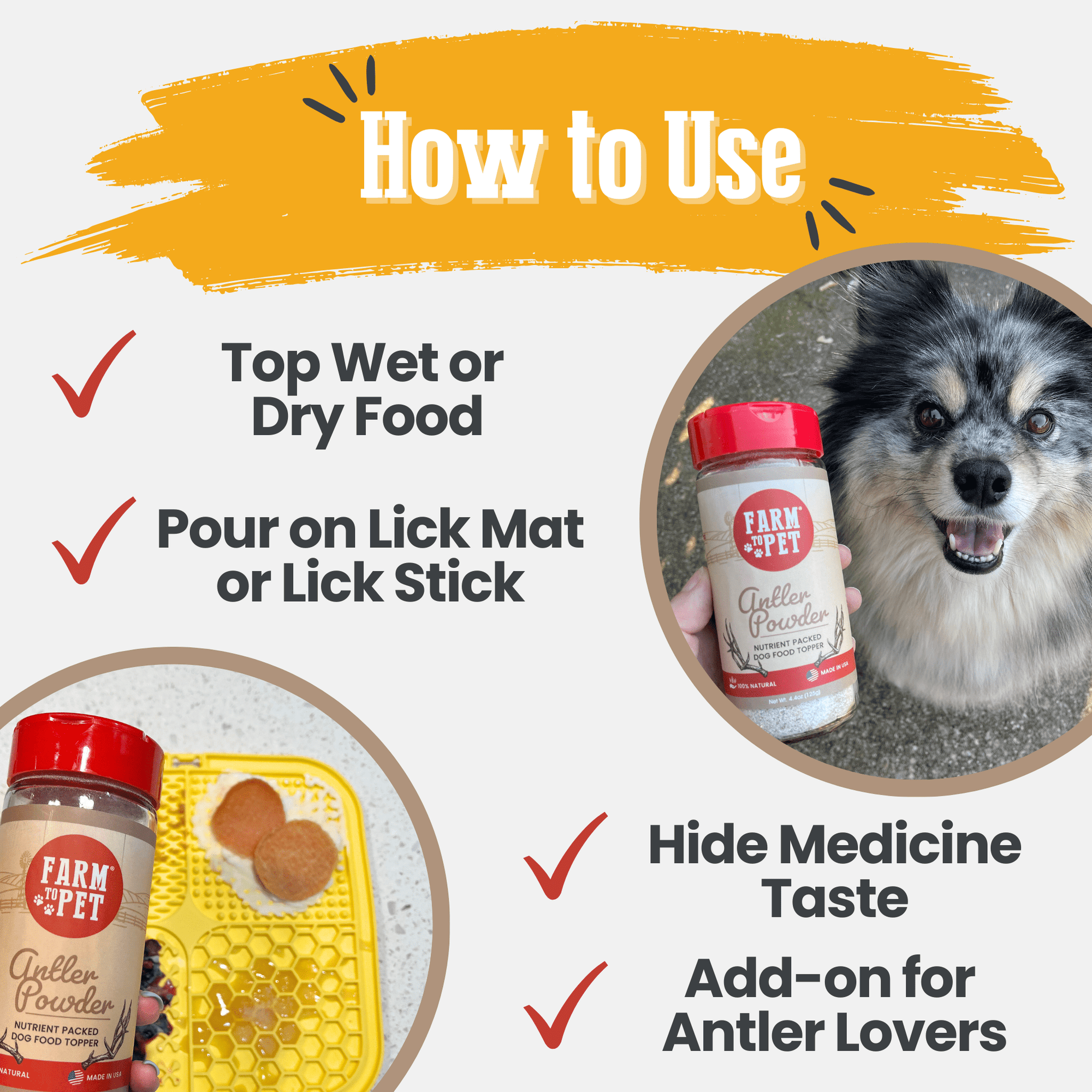 Farm To Pet Antler Powder Dog Food Topper