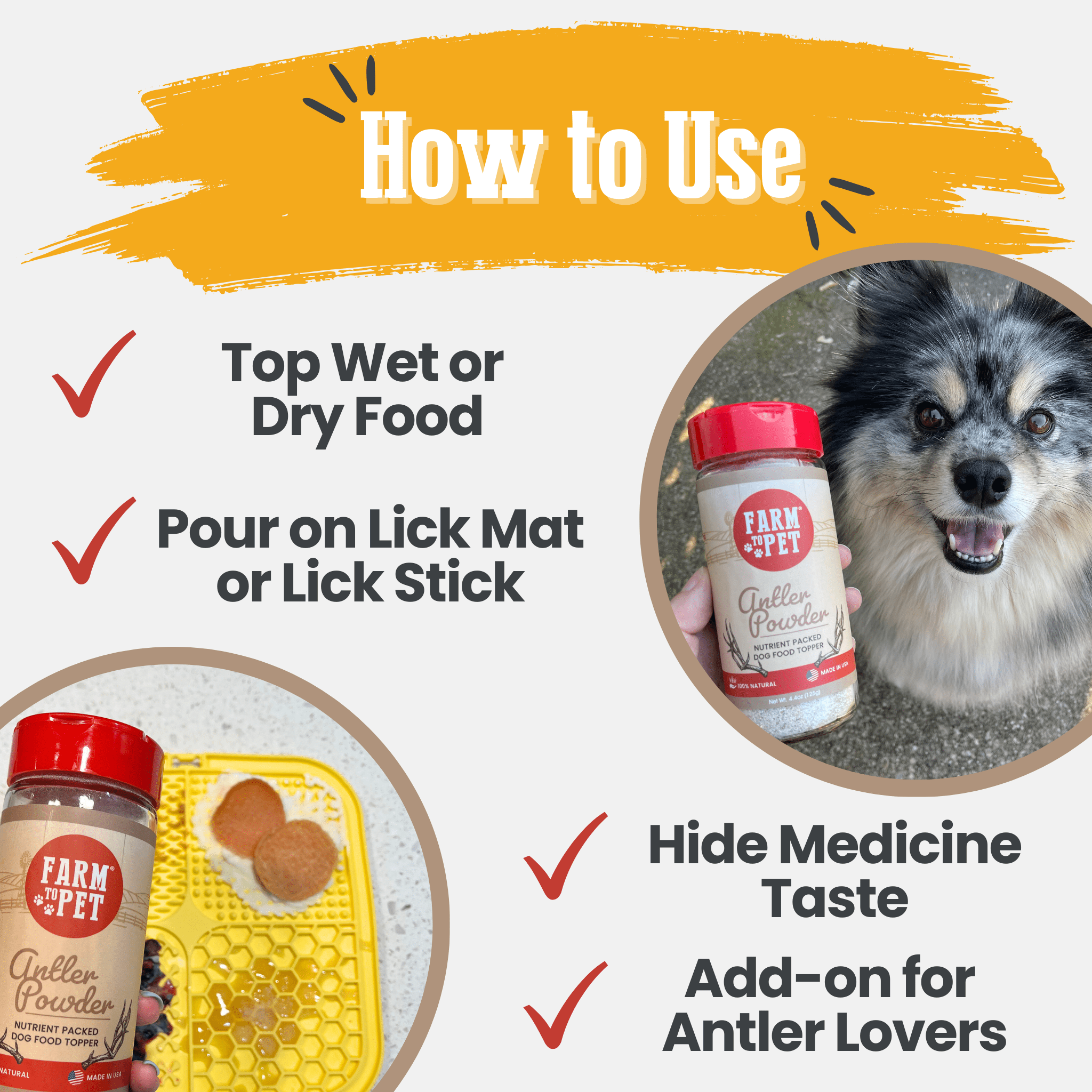 Farm To Pet Antler Powder Dog Food Topper