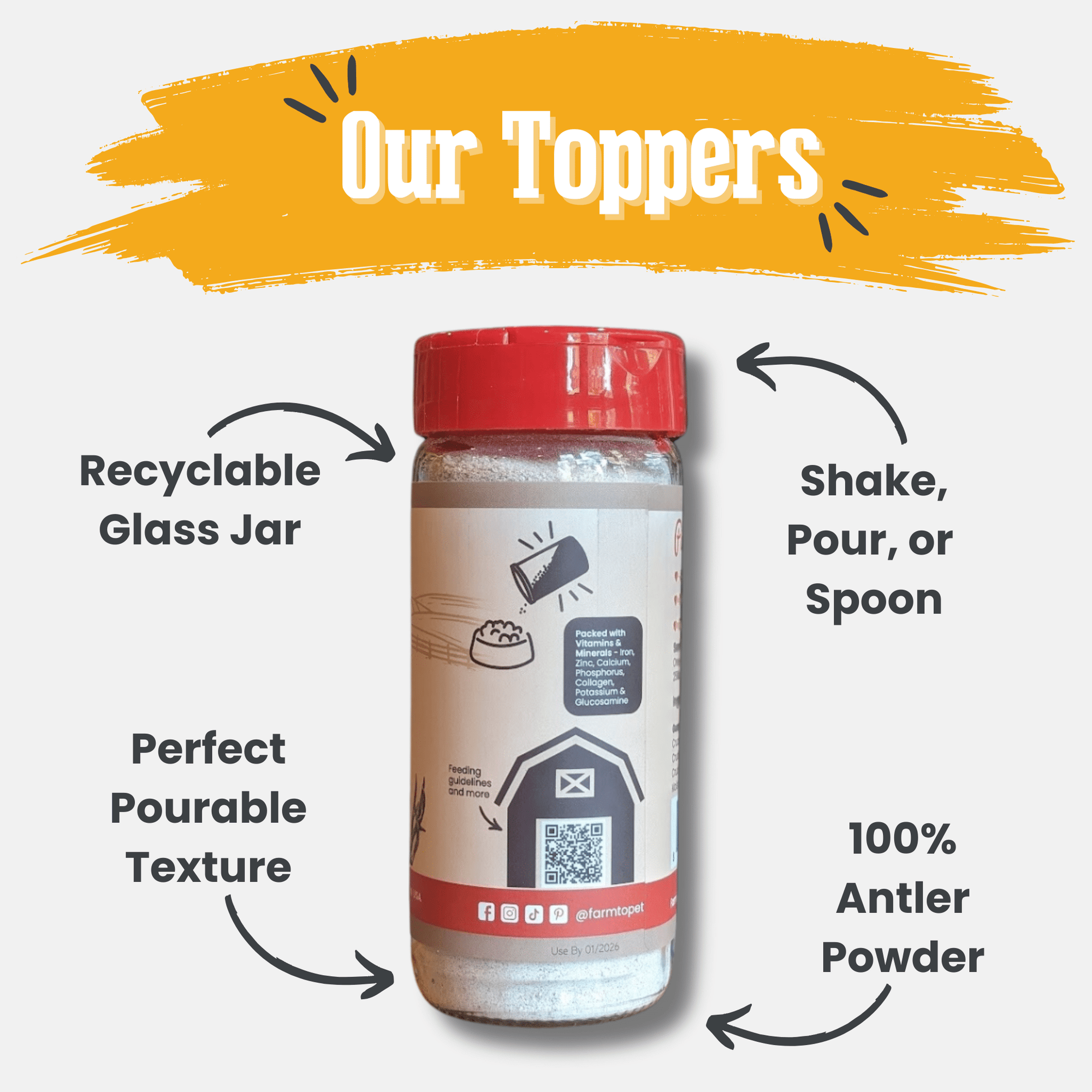 Farm To Pet Antler Powder Dog Food Topper