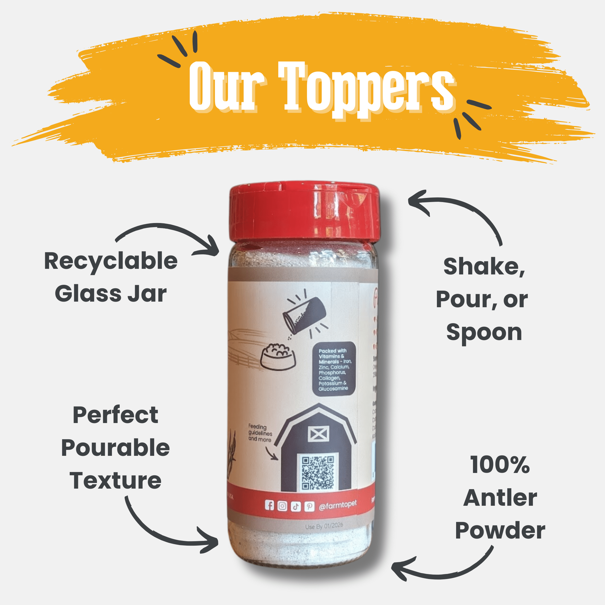 Farm To Pet Antler Powder Dog Food Topper