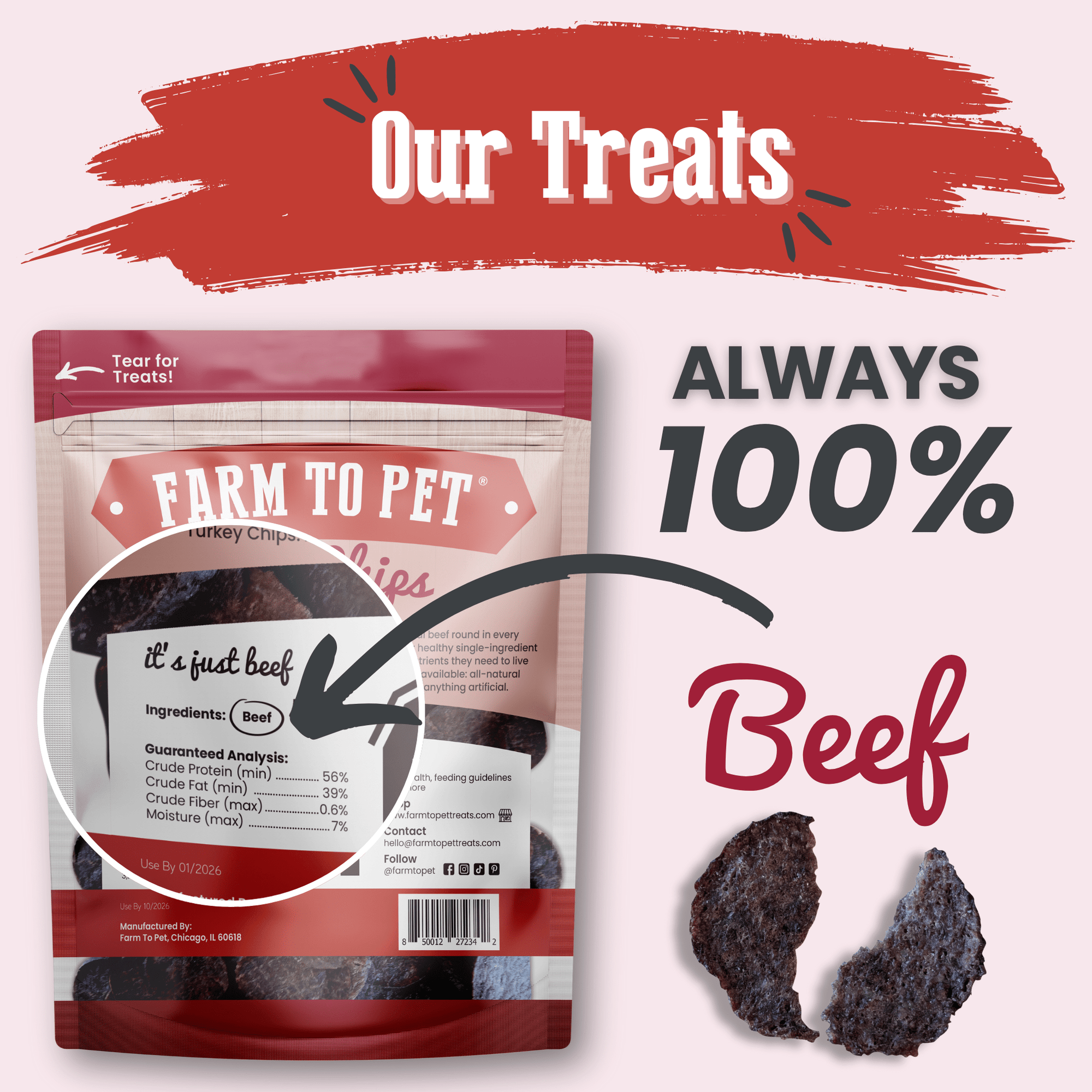 Farm To Pet Beef Chips Dog Treats